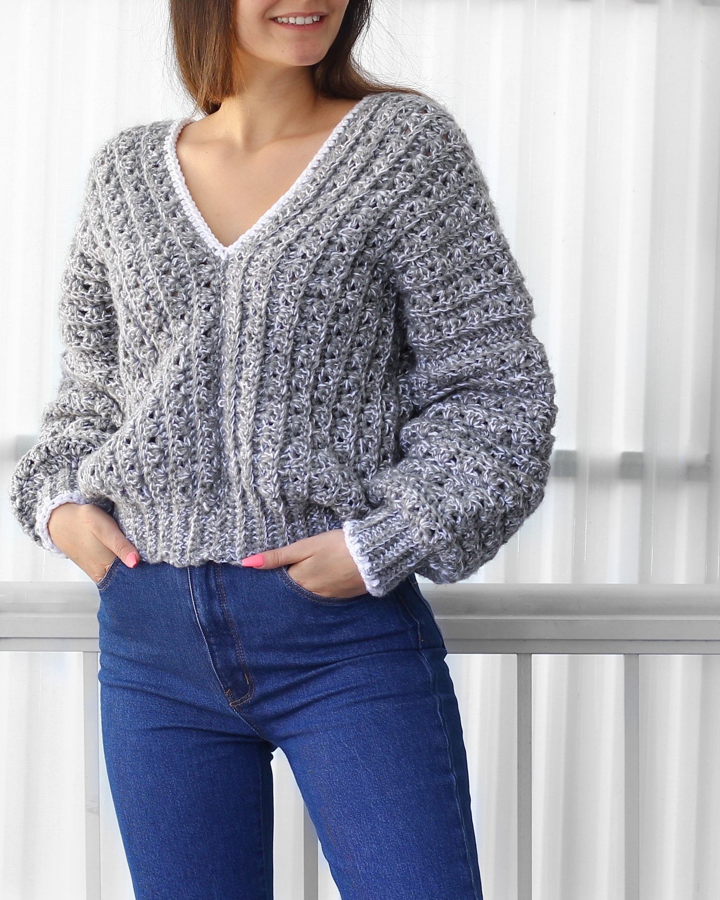 Crochet pattern- ELEANOR Crochet sweater pattern PDF-Women crochet pattern-colorful stripes oversize pullover - long sleeve top-sizes XS-4XL image 5