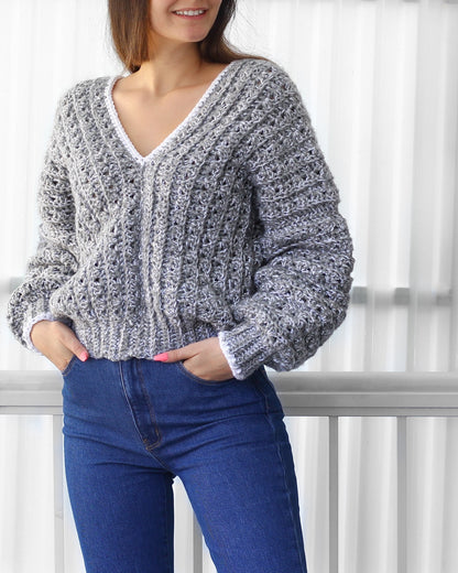 Crochet pattern- ELEANOR Crochet sweater pattern PDF-Women crochet pattern-colorful stripes oversize pullover - long sleeve top-sizes XS-4XL image 5