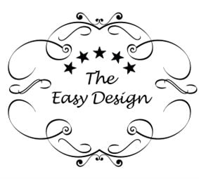 May include: A black and white logo with a decorative border and five stars above the text "The Easy Design".