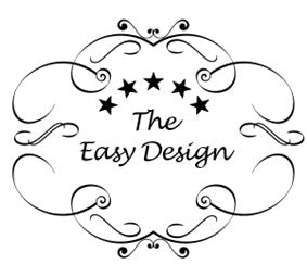 May include: A black and white logo with a decorative border and five stars above the text "The Easy Design".