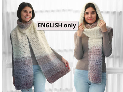 Crochet pattern, 3-in-1 AMARA Crochet scarf pattern PDF, crochet turtleneck hoodie scarf hood shawl, crochet scarf hood, crochet neck warmer image 2