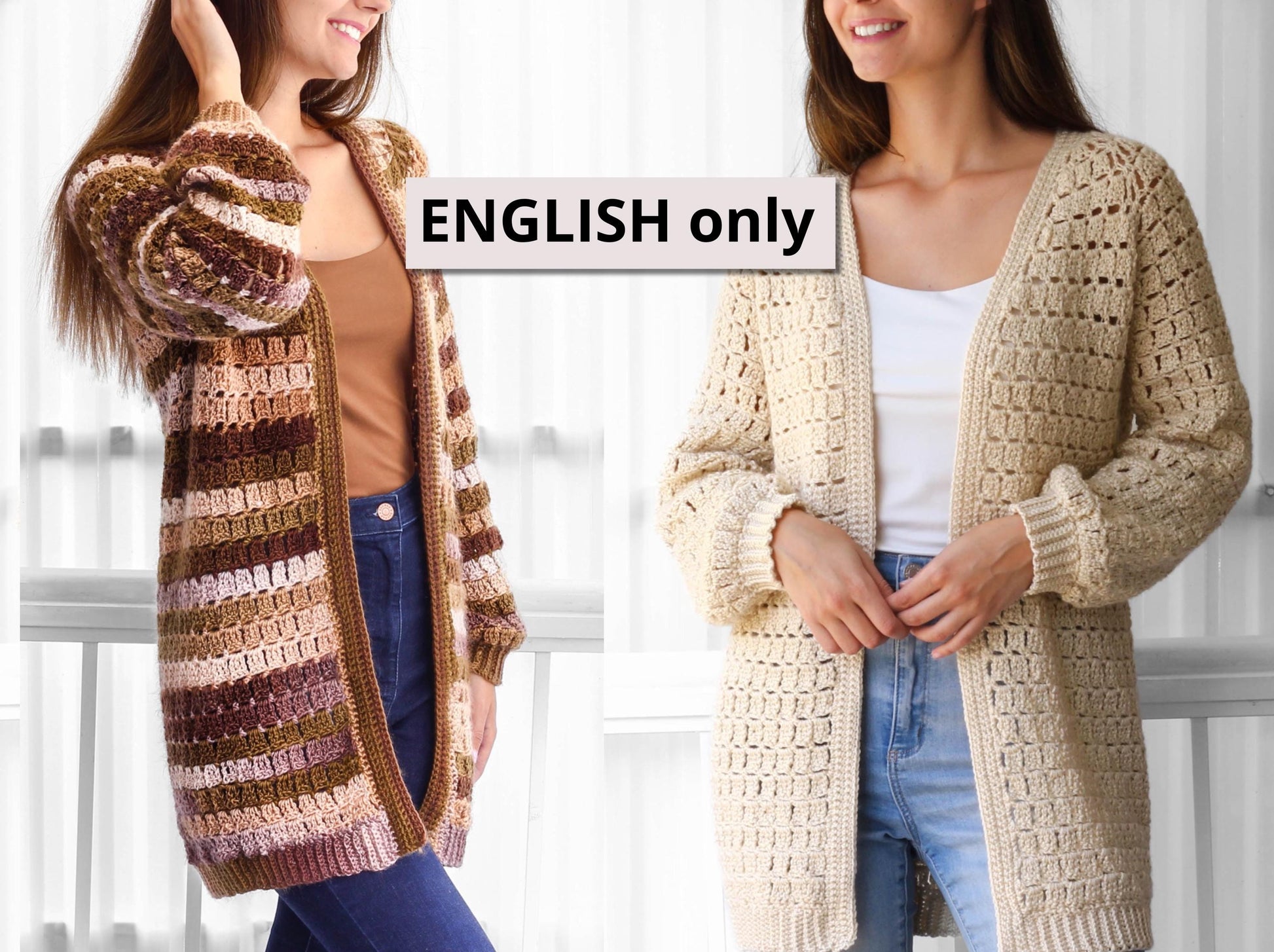 Crochet pattern-ELLA Crochet cardigan-Easy raglan pattern top PDF-raglan sweater women pattern-pullover crochet raglan cardigan-7size XS-3XL image 2