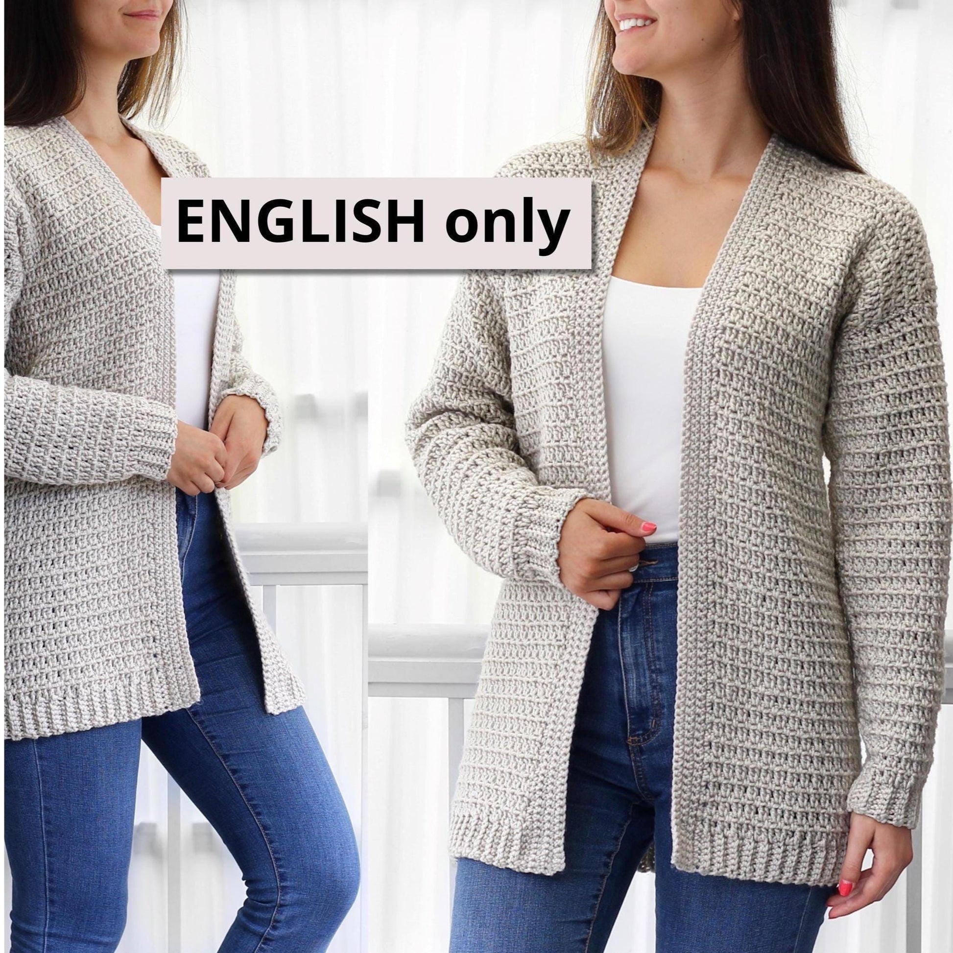 Crochet pattern-OLIVIA Crochet cardigan pattern top PDF- sweater women crochet pattern- pullover pattern top crochet cardigan-7 sizes XS-3XL image 2