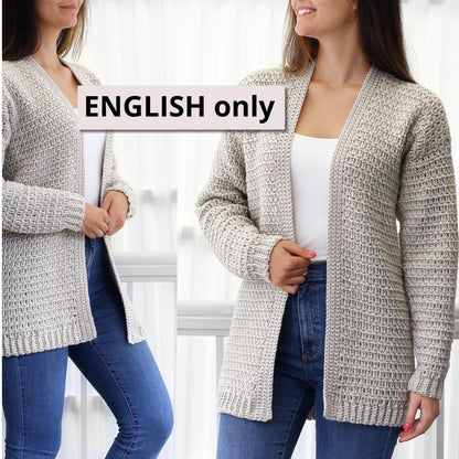 Crochet pattern-OLIVIA Crochet cardigan pattern top PDF- sweater women crochet pattern- pullover pattern top crochet cardigan-7 sizes XS-3XL image 2